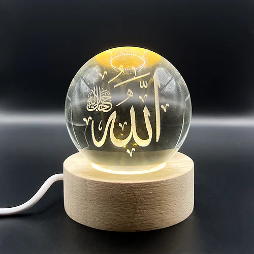 3D Galaxy Crystal Ball Night Light Lamp | Crystal Ball Lamp with Wood Base | Laser Engraved Solar Sphere Lamp | Fantasy Atmosphere Decoration for Living-Room, Bedroom